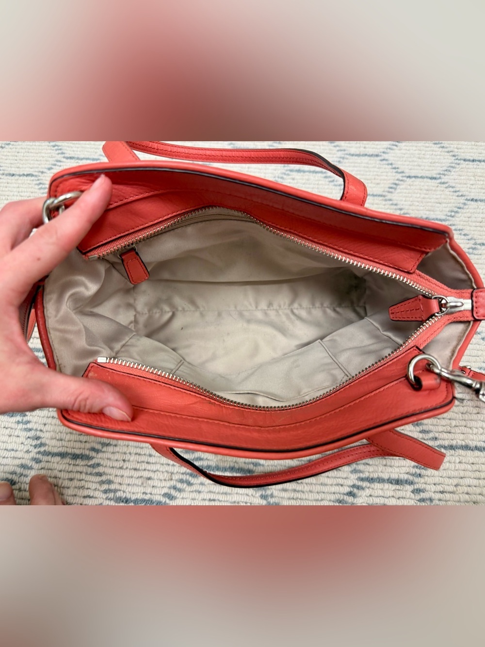 COACH Taylor Bette Mini Tote F27661 Coral Pink Leather 2-Way Crossbody Satchel - Picture 13 of 16